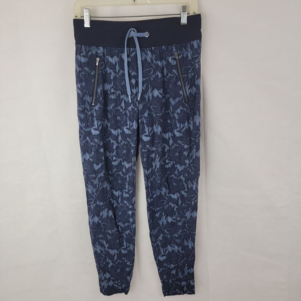 ATHLETA Womens Trekkie North Jogger Sz 4 BLUE Ethereal Bloom Pants Gym Running